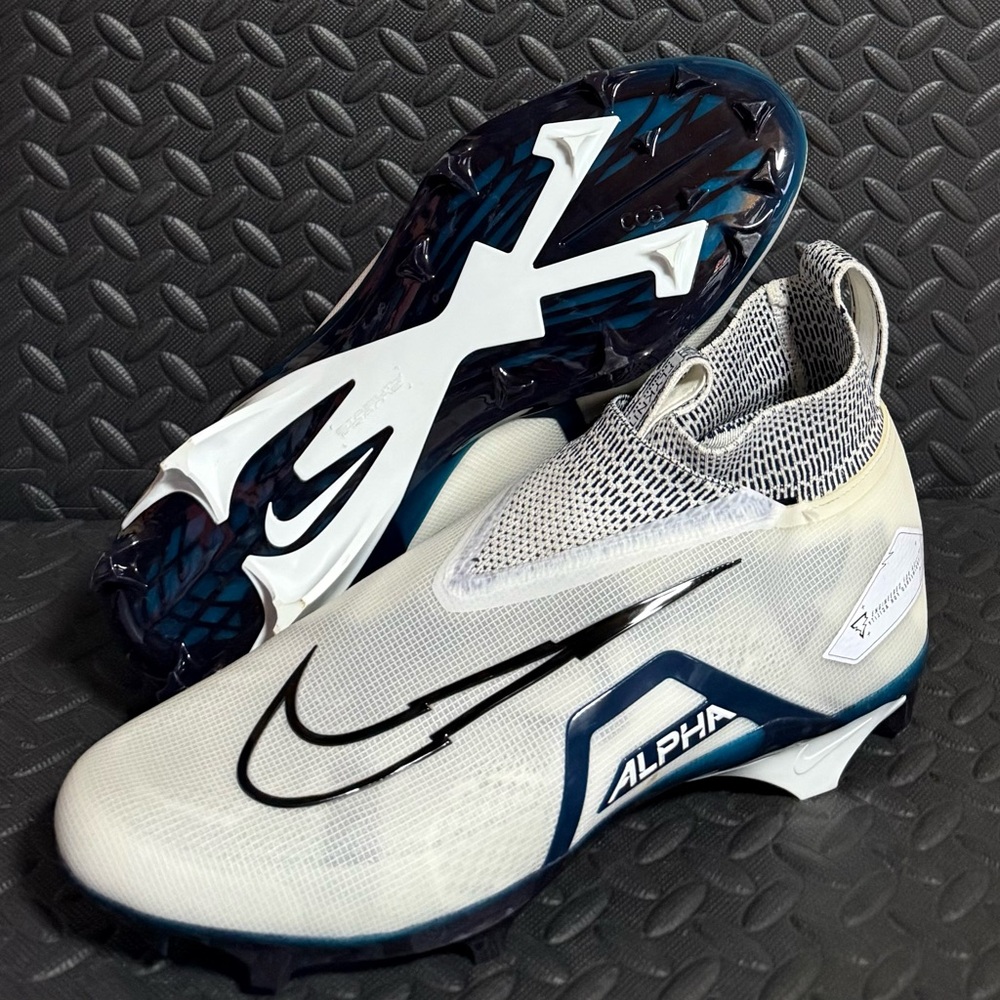 Mens Nike Athletic Elite Football Cleats White Navy Size 16